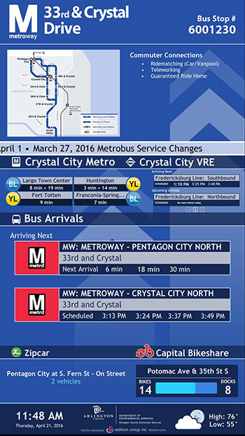 Photo: Transit Display transit information sign at Crystal City Potomac Yard Transitway